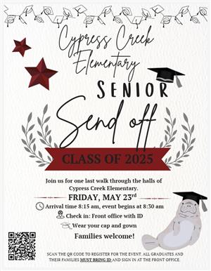 text invite for Cypress Creek Senior Send Off